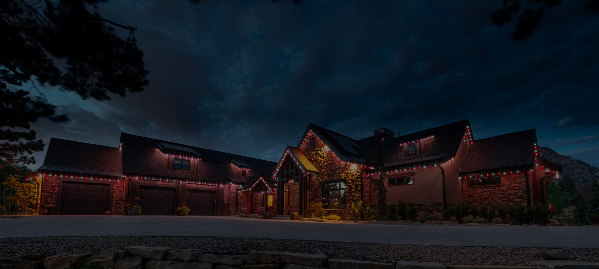 Eastern Washington home with permanent Trimlight exterior lighting